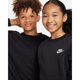 NIKE K NSW CLUB FLC CREW LS LBR Unisex Sporttrui - Zwart - Wit - Maat XS