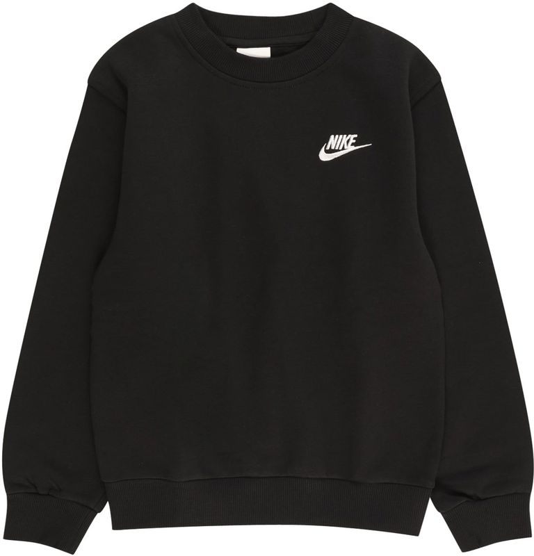 NIKE K NSW CLUB FLC CREW LS LBR Unisex Sporttrui - Zwart - Wit - Maat XS
