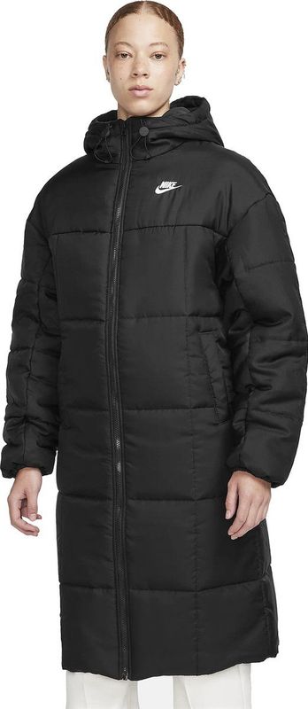 Nike - Lange Dons Parka Jas - Zwart - Dames - 100% Polyester