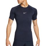 Nike Pro Dri-FIT - Strakke Fitnesstop - Blauw - Korte Mouwen - Heren