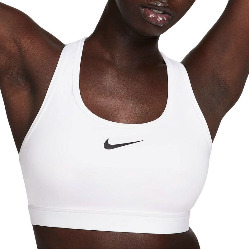 Nike swoosh medium support sport bh in de kleur wit.