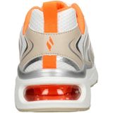 Skechers Tres-air Terti-airy Sneaker voor dames, Natuurlijke Duraleather Wit Mesh Oranje Tri, 40 EU