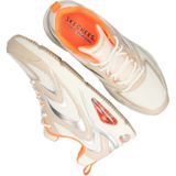 Skechers Tres-air Terti-airy Sneaker voor dames, Natuurlijke Duraleather Wit Mesh Oranje Tri, 41 EU