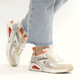 Skechers Tres-air Terti-airy Sneaker voor dames, Natuurlijke Duraleather Wit Mesh Oranje Tri, 41 EU