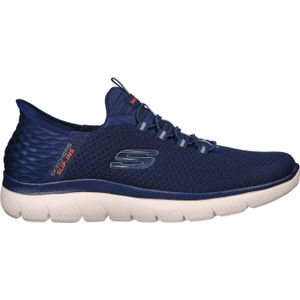 Skechers, Blauwe Stretch Fit Sneakers met Memory Foam Blauw, Heren, Maat:45 EU