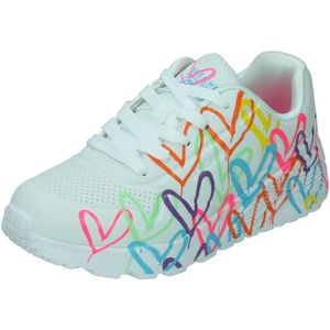 Skechers Uno Lite - Spread The Love Meisjes Sneakers - Wit/Paars - Maat 29