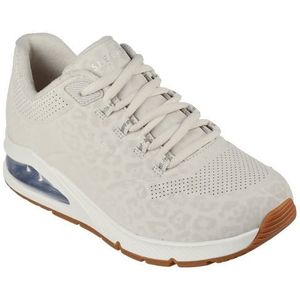 Skechers Uno 2-in-kat-Neato Sneaker voor dames, Gebroken witte tonale luipaardprint Durabuck Mesh, 35 EU