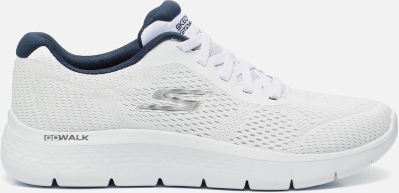 Skechers Go Walk Flex Remark, instapschoenen voor heren, Textiel in wit en marineblauw, 45 EU