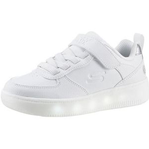 Skechers Jongens 400623L wit sportschoenen met witte rand synthetisch wit 31 EU, Witte kunstrand