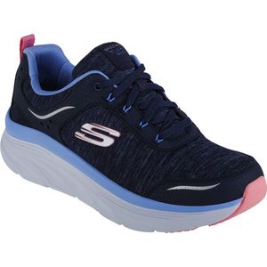Skechers D'lux Walker Cool Groove Sneaker voor dames, Marineblauw Lederen Mesh Roze Blauw Trim 336, 36 EU