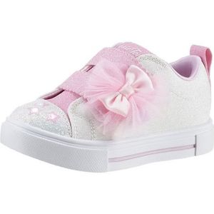 Skechers Twinkle Toes Sneakers voor meisjes, Witte Synthetische Roze Trim, 28 EU