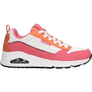Skechers Uno 2 Much Fun Sneaker voor dames, Roze Suede Oranje en Wit Duraleather M, 39 EU