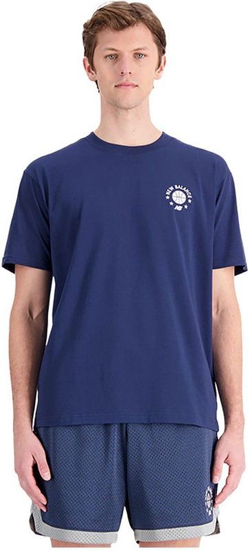 New Balance Hoops Essentials T-shirt Met Korte Mouwen Blauw L Man