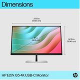 HP E-Series E27k G5 4K USB-C Monitor computer monitor 68,6 cm (27") 3840 x 2160 Pixels 4K Ultra HD LCD Zwart, Zilver