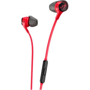 HyperX Cloud Earbuds II, Kabelgebundene Gaming-Ohrhörer, 14-mm-Treiber, Integriertes Mikrofon, 4 Ohrstöpsel-Größen, 3,5-mm-Anschluss, inkl. Hartschalenetui, für PC, Konsole, Mobilgeräten, Rot