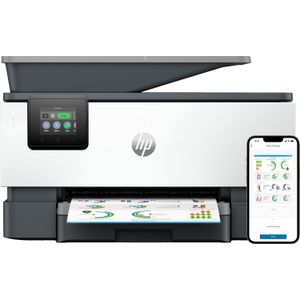 HP OfficeJet Pro 9120b All-in-One printer, Kleur, Printer voor Thuis en thuiskantoor, Printen, kopiëren, scannen, faxen, Draadloos, Dubbelzijdig printen, Dubbelzijdig scannen, Scannen naar e-mail, Scannen naar pdf, Faxen, USB-poort voorzijde, Touchscreen,
