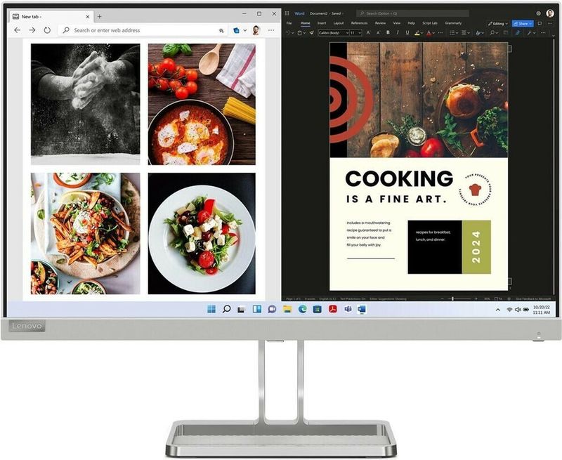 Lenovo Monitor L24i-40 23.8 100 Hz Full HD Wit en Grijs
