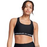 Under Armour Crossback Mid Bra Dames Sportbeha - Zwart - Wit - Maat S