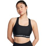 Under Armour Crossback Mid Bra Dames Sportbeha - Zwart - Wit - Maat S