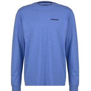 patagonia p 6 logo blauw heren t shirt lange mouwen