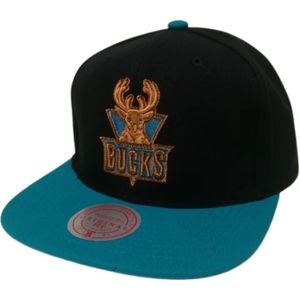 Mitchell & Ness, Accessoires, Heren, Zwart, ONE Size, Zwarte NBA Bucks Snapback Pet