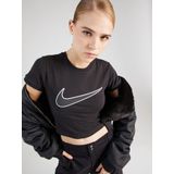 Nike - Cropped Swoosh T-shirt - Zwart - Katoen - Korte Mouwen