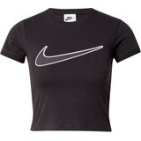 Nike - Cropped Swoosh T-shirt - Zwart - Katoen - Korte Mouwen