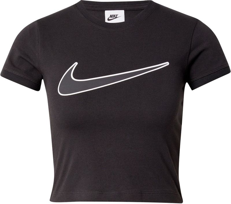Nike - Cropped Swoosh T-shirt - Zwart - Katoen - Korte Mouwen