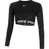 Nike Pro Dri-FIT korte top met lange mouwen voor dames - Zwart