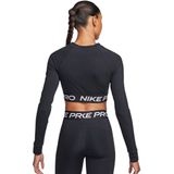 Nike Pro Dri-FIT korte top met lange mouwen voor dames - Zwart