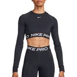 Nike Pro Dri-FIT korte top met lange mouwen voor dames - Zwart