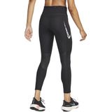 Nike Damesbroek W Nk FST Sw Hbr Df Mr 7/8 Tgt, Zwart/Wit, FN3268-010, 2XL