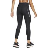 Nike Damesbroek W Nk FST Sw Hbr Df Mr 7/8 Tgt, Zwart/Wit, FN3268-010, 2XL