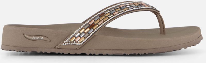 Skechers Arch Fit Slippers taupe Textiel - Dames