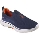 Skechers Heren GO Walk 7 Sneakers, Navy en Oranje Textiel, 9.5 UK, Navy en Oranje Textiel, 44 EU