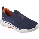 Skechers - Go Walk 7 Stretch Fit - Slip-On Sneakers - Marineblauw/Oranje