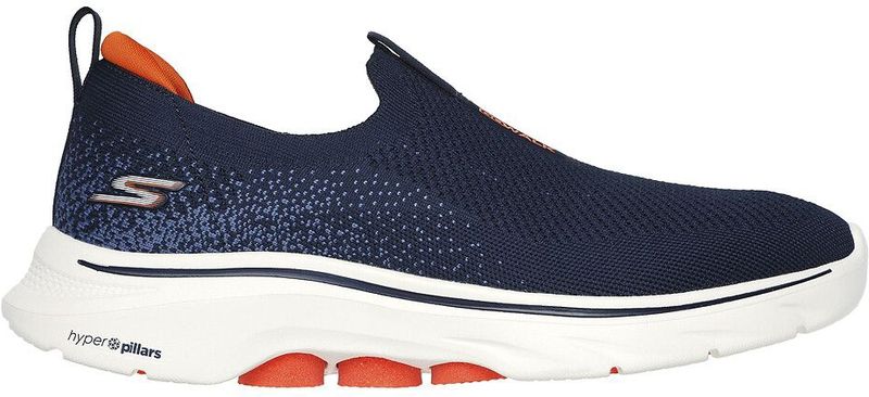 Skechers - Go Walk 7 Stretch Fit - Slip-On Sneakers - Marineblauw/Oranje