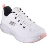 Skechers Dampschuim Fresh Trend, wit gaas/zwart en koraal trim, 4 UK, Witte Mesh Zwart Koraal Trim, 37 EU