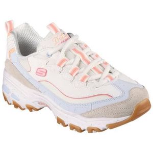 Skechers Dames D'Lites Bold Views, natuurlijk leer/mesh/multi trim, 7 UK, Natuurlijke lederen mesh multi trim, 40 EU