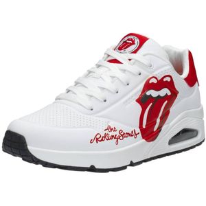Skechers Heren UNO Rolling Stones Single! Sneaker 183102 Wit, Wrd White Red, 43 EU