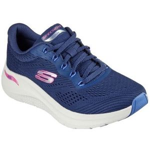 Skechers Dames Arch Fit 2.0 Big League Sneaker, Navy Mesh Hot Roze Blauwe Trim, 36.5 EU