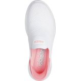 Skechers GO Walk 7 MIA voor dames, Wit Textiel Neon Roze Trim, 35 EU