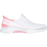 Skechers GO Walk 7 MIA voor dames, Wit Textiel Neon Roze Trim, 35 EU