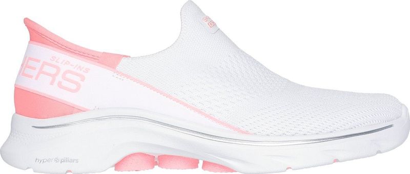 Skechers GO Walk 7 MIA voor dames, Wit Textiel Neon Roze Trim, 35 EU
