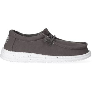 Hey Dude Wally Youth Slub Canvas Moccasin, donkergrijs, 32 EU, donkergrijs, 32 EU