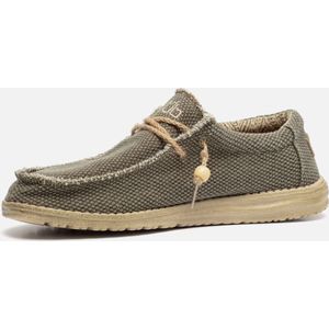 HeyDude Wally Mocassins Gevlochten Groen - Casual Veterschoen van Stof
