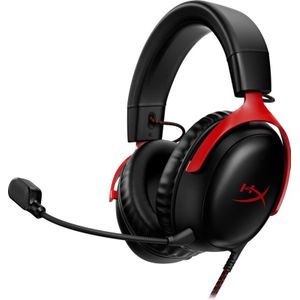 HyperX Cloud III Wired Gaming Headset - Zwart/Rood (PC, PS5, Xbox Series X/S)