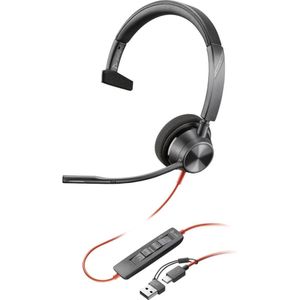 Poly HP Blackwire 3310-M Microsoft Teams Certified USB-C Mono Headset, 207 g (Bedraad, USB-C), Kantoorheadset, Zwart