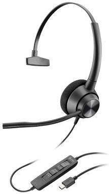 POLY - EncorePro 310 - USB-C Monoaural Headset - Zwart - Bedraad