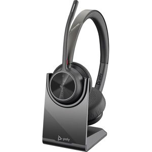 Poly – draadloze Voyager 4320 UC-headset met laadstation (Plantronics) – hoofdtelefoon met microfoonarm – USB-A-Bluetooth-adapter – compatibel met teams, zoom en meer